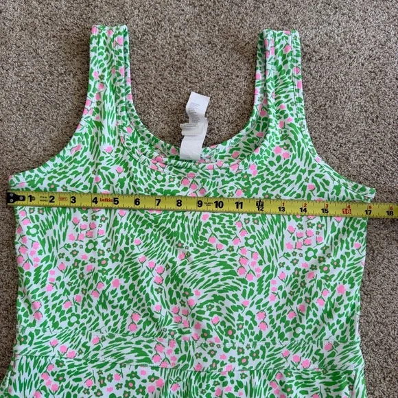 Fabletics Sporty Built in Short Dress Green Pink Floral Athletic Dress - Picture 10 of 11
